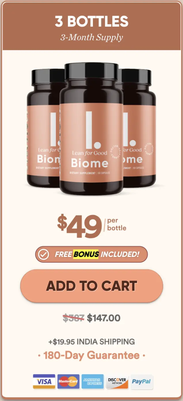 Three bottle LeanBiome bundle with discounted price and savings offer